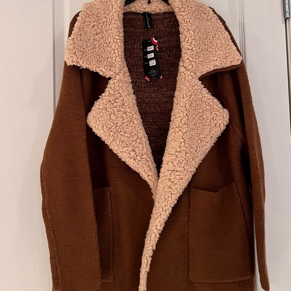 Sacred Threads Brown and Cream Teddy Jacket Shearling Style